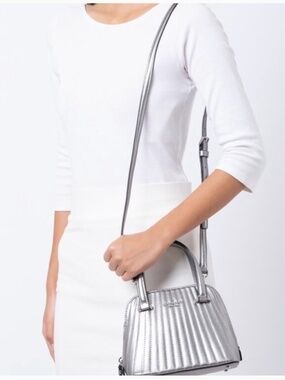 Kate Spade Patterson Drive Quilted Mini Dome Satchel in Anthracite, Dark Silver